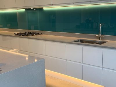 Blue Painted Splashback - Osborn Glass