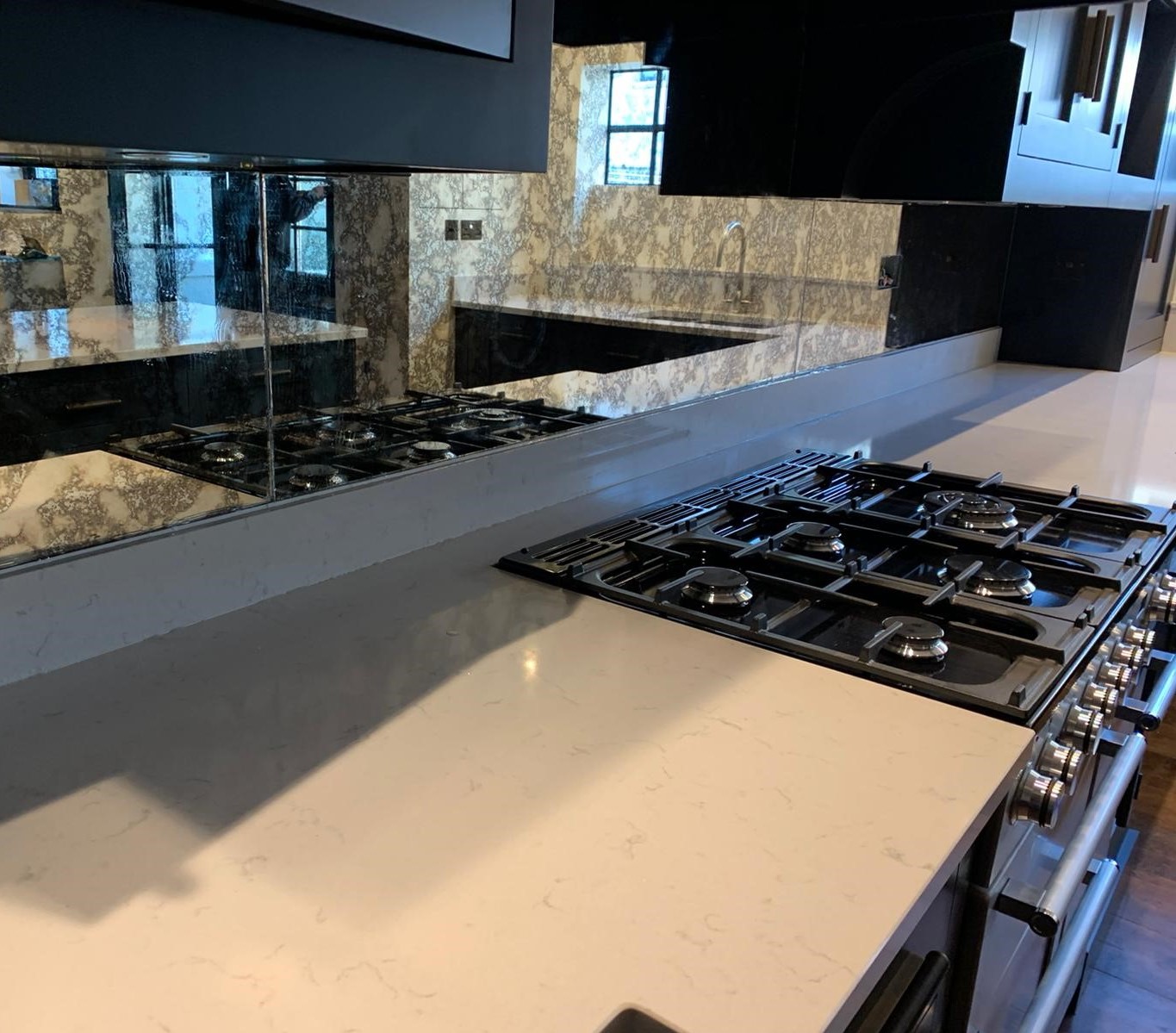 Storm Antique Mirror - South London Glass Kitchen mirror splashback - silver antique glass